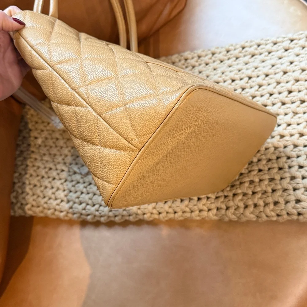 Chanel Caviar Leather CC Medallion Tote w Gold Hardware Shoulder Bag